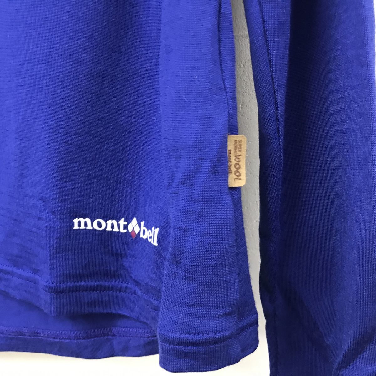 I83-N◆良品◆ mont-bell モンベル スーパーメリノウール ハイネックシャツ レディース カットソー ◆sizeS ブルー 青 毛 アンダーウェア_画像5