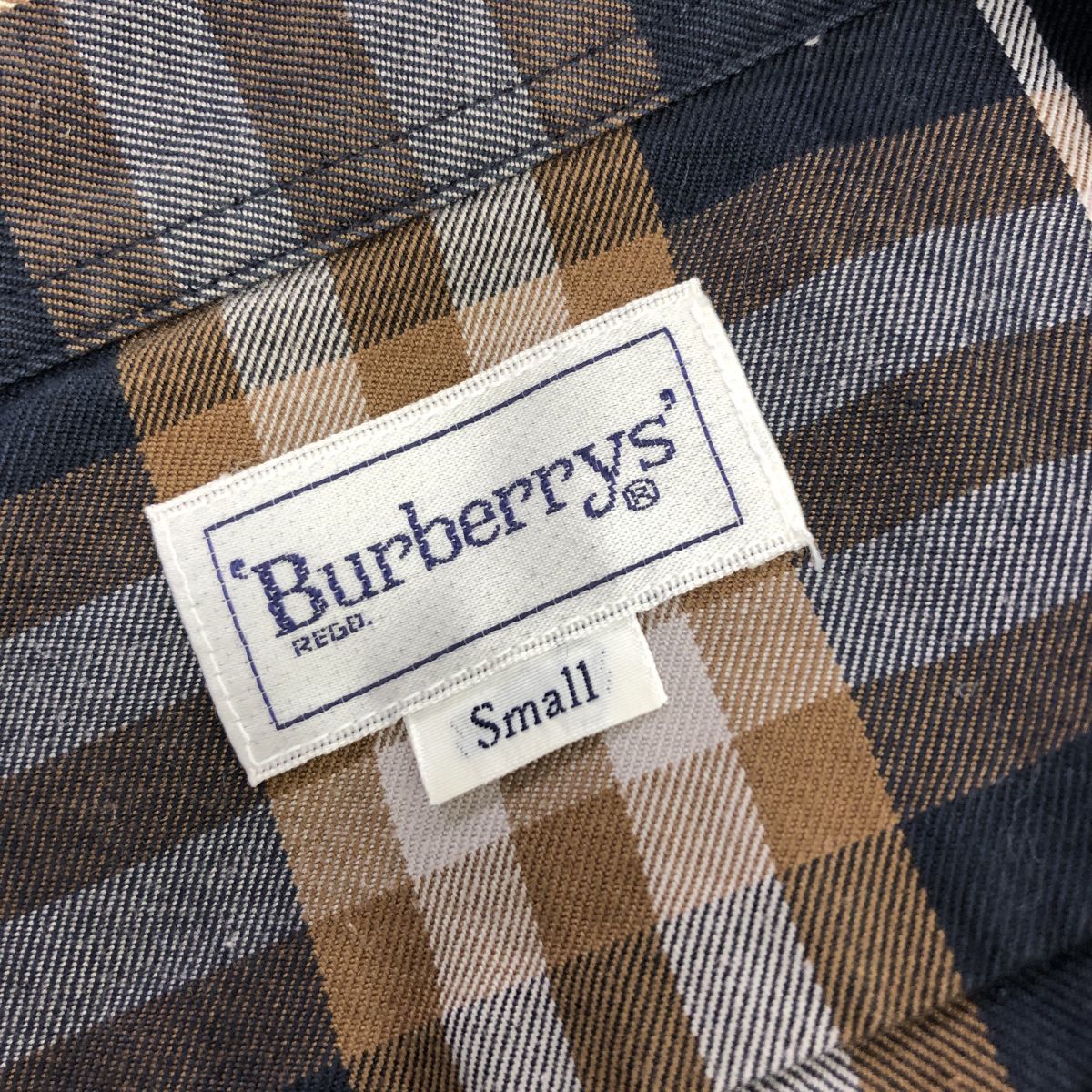 I898-F-N◆ 90s ◆ old ◆ burberrys バーバリー 長袖シャツ トップス ◆ sizeS コットン100 チェック 柄 ブラウン 古着 メンズ 秋冬_画像7