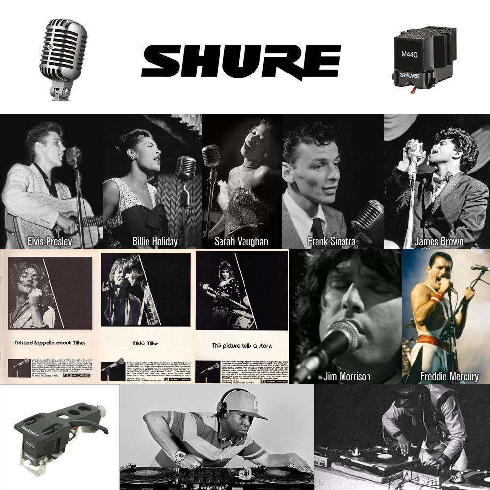 [L размер  ]Shure（ Shure ） микрофон    phono  картридж   рок  ... любовь  DJ  хип-хоп   лого   футболка   черный 