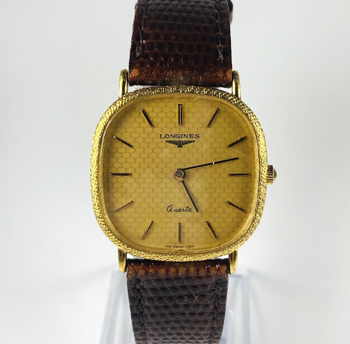 【76】 1円～ LONGINES ロンジン QUARTZ クオーツ ゴールドカラー メンズ 30-583426-04 腕時計 社外ベルト クォーツ 不動品 ジャンク品_画像1