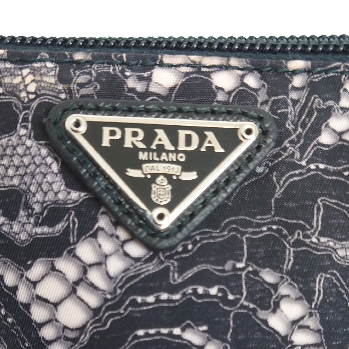 【86】プラダ PRADA ポーチ レース柄 ナイロン 新品 1NE693 TESSUTO ST.PIZZ CIPRIA NERO ブラック×ピンクレディース コスメポーチ_画像4