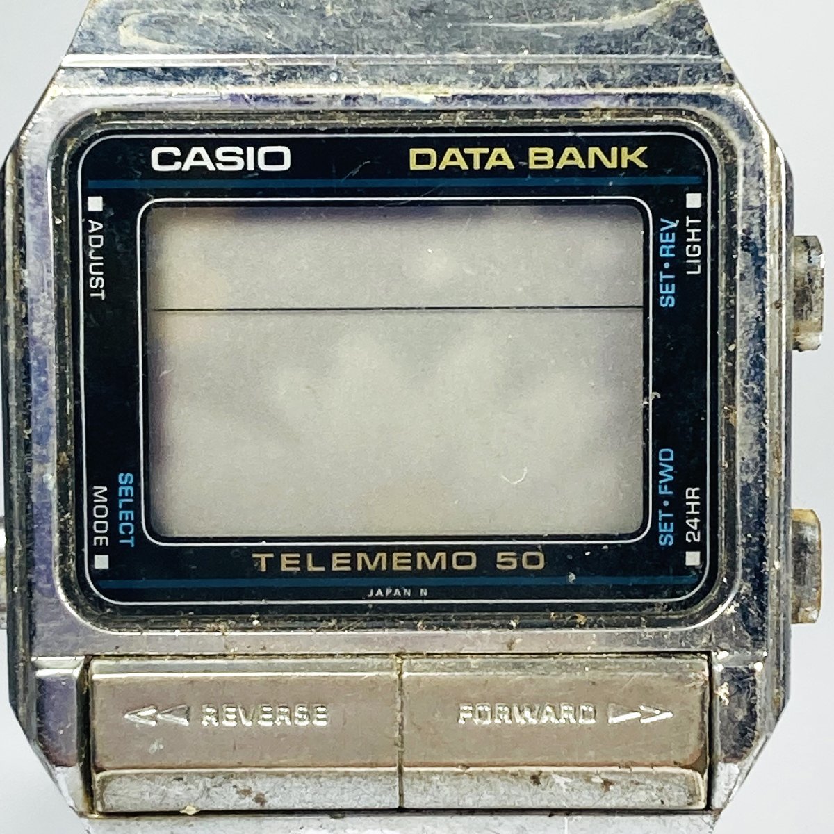 【76】 1円～ CASIO カシオ DB-500 TELEMEMO 50 DATA BANK デジタル メンズ 腕時計 ベルト破損 不動品 ジャンク_画像2