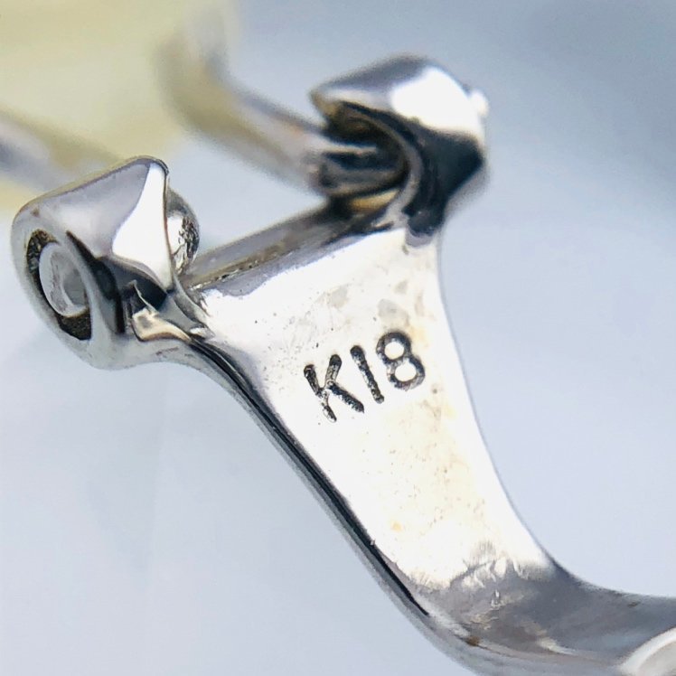 【77】 K18 K14WG イヤリング アメジスト 紫石 キラキラ シリコン付き おしゃれ 9.7×4.7mm 2.4ｇ (1442)_画像9