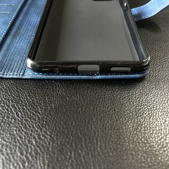 【2点セット】 Xiaomi Redmi Note 10Pro レザーケース+強化ガラス画面フィルム 手帳型 カード収納 9H 画面保護 ネイビー_画像5
