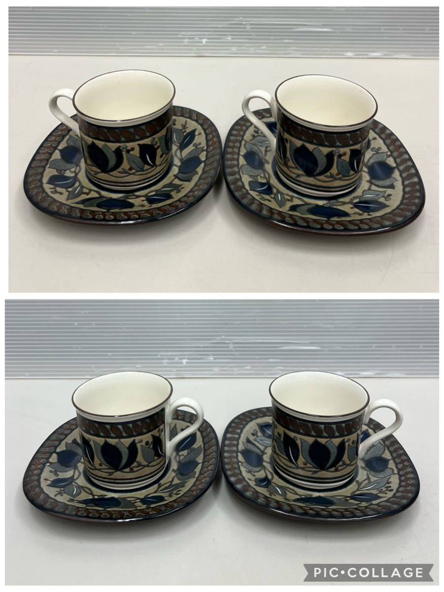 BK◆ MIKASA ミカサ Potters Gallery MK222 カップ&ソーサー 6客セット 洋食器 コーヒーカップ ティーカップ 洋陶磁器 葉柄 現状品_画像2