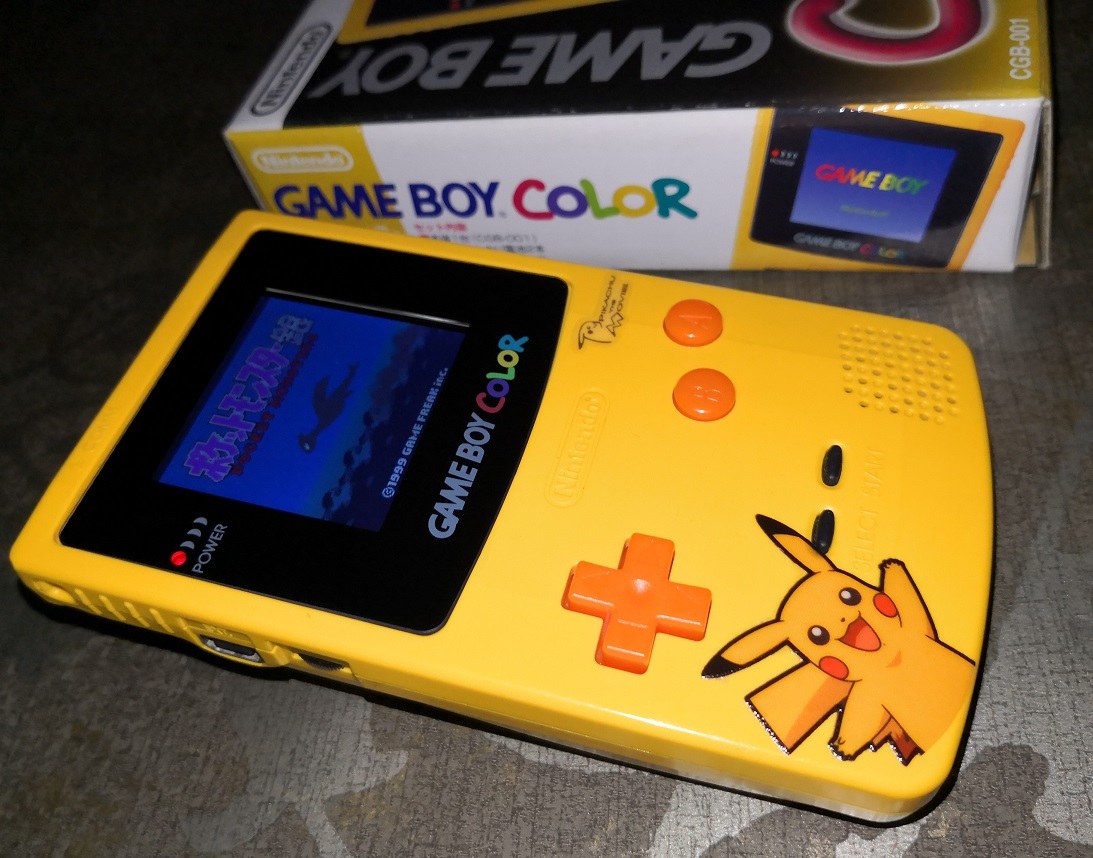 GBC ピカチュウ モデル風カスタム /ゲームボーイカラー イエロー 本体+TFT液晶 /初代 ポケモンカード GB 画面改良 バックライト IPS 画面系の画像2