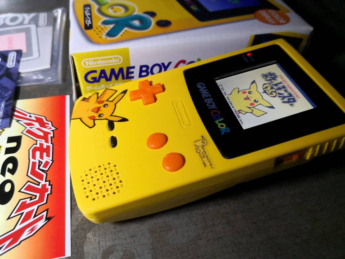 GBC ピカチュウ モデル風カスタム /ゲームボーイカラー イエロー 本体+TFT液晶 /初代 ポケモンカード GB 画面改良 バックライト IPS 画面系