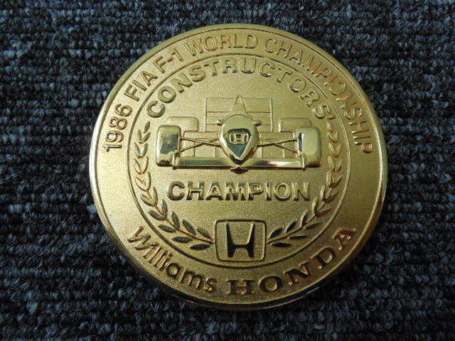  Honda *F1 world player right *1986 year navy blue s tractor z Champion acquisition * memory medal / Vintage *1986 year at that time thing * rare goods 