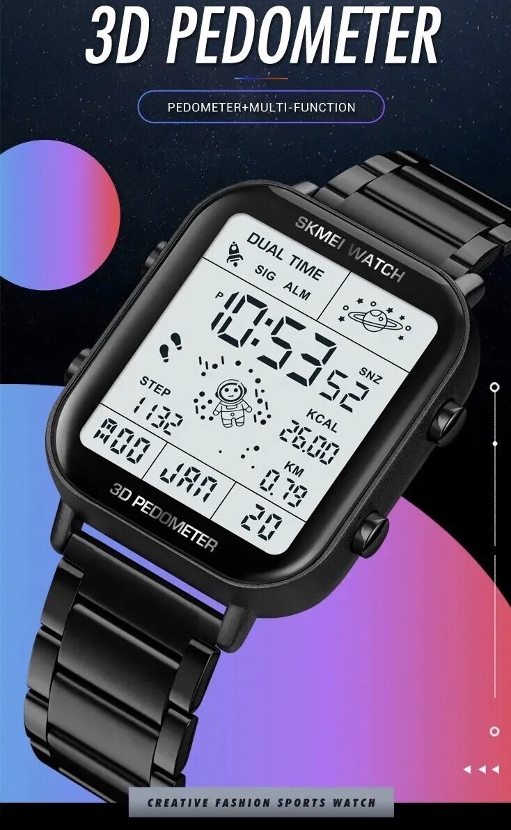 【即納】 調整器具付き 新品 高機能 デジタル 腕時計 黒 ステンレス スチール ベルト スマートウォッチ並み 防水 健康管理 ビジネス_画像8