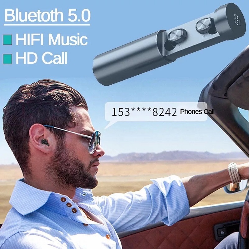 【即納】最新 新品 ワイヤレスイヤホン シルバー 充電BOX Bluetooth ボトルタイプ_画像2
