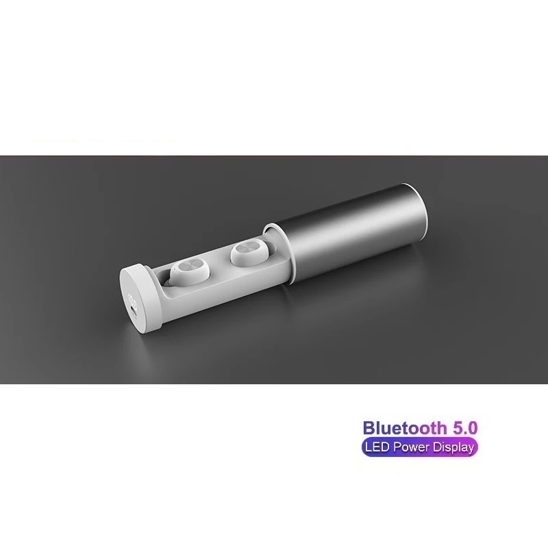 【即納】最新 新品 ワイヤレスイヤホン シルバー 充電BOX Bluetooth ボトルタイプ_画像1