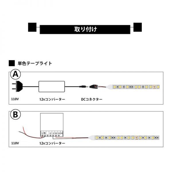 LEDテープライト レッド 赤 12V 5M 3528SMD 白ベース 600連 防水 切断可 両面テープ付 正面発光 LEDテープ DD45の画像4