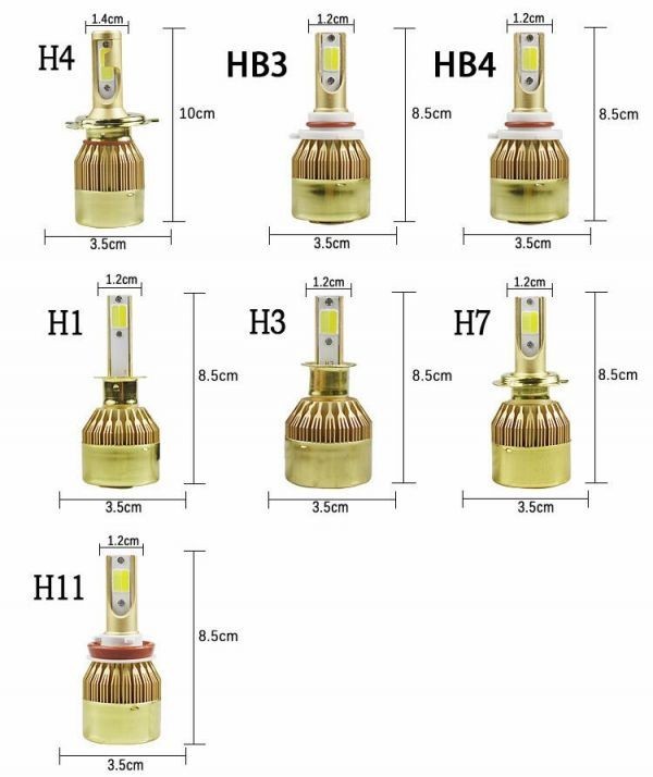 ２色切替え C6 LEDヘッドライト 8000ルーメン フォグランプ ホワイト/イエロー H4 Hi/Lo/H8/H11/H16/HB3/HB4 3000k/6500k 2本セット_画像8