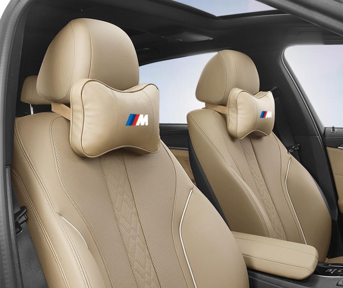 ★BMW M★ロゴ入りき 車用記憶 通気性弾性 ネックパッド レザー ネックパッド 汎用 車載首枕 ヘッドレスト★2個★4色選択可★_画像4