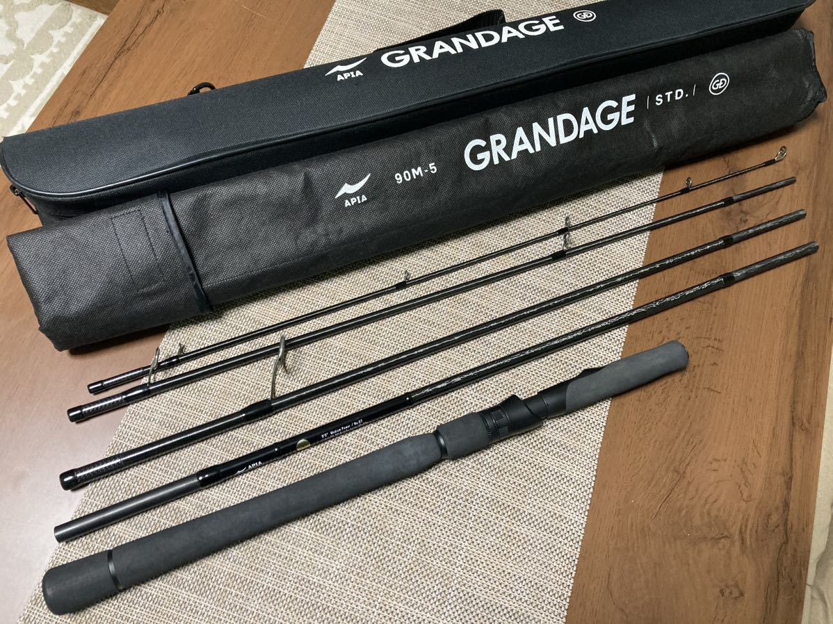 【美品】アピア APIA グランデージ GRANDEGE STD. 90M-5 検)モバイル,パックロッド,マルチピース,シーバス,イトウ,遠征,トラウト,怪魚 【美品】アピア APIA グランデージ GRANDEGE STD. 90M-5 検)モバイル,パックロッド,マルチピース,シーバス,イトウ,遠征,トラウト,怪魚