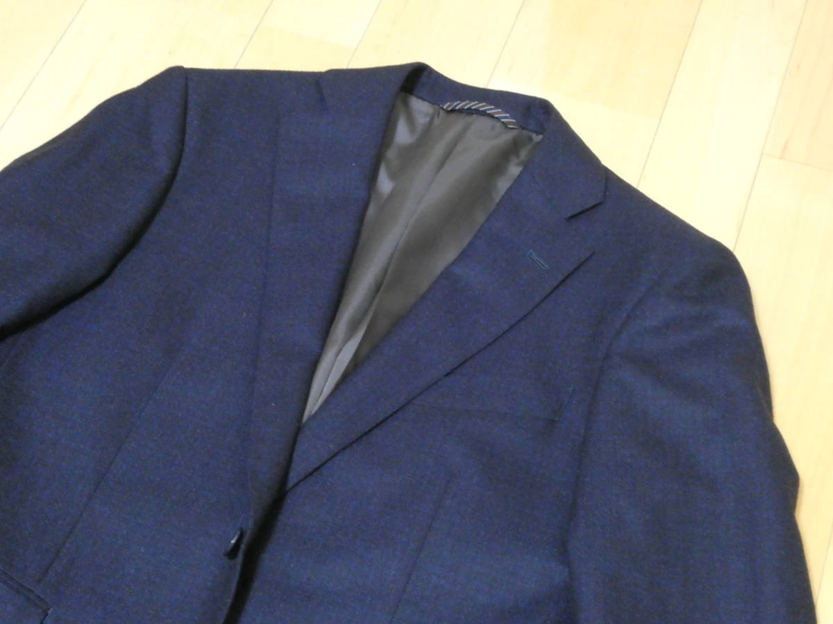 NEXT BLUE メンズ シングル 2つボタン スーツ ネイビー SUPER120'S 総裏 本切羽 毛100% ウール 数回着用の部品_画像2