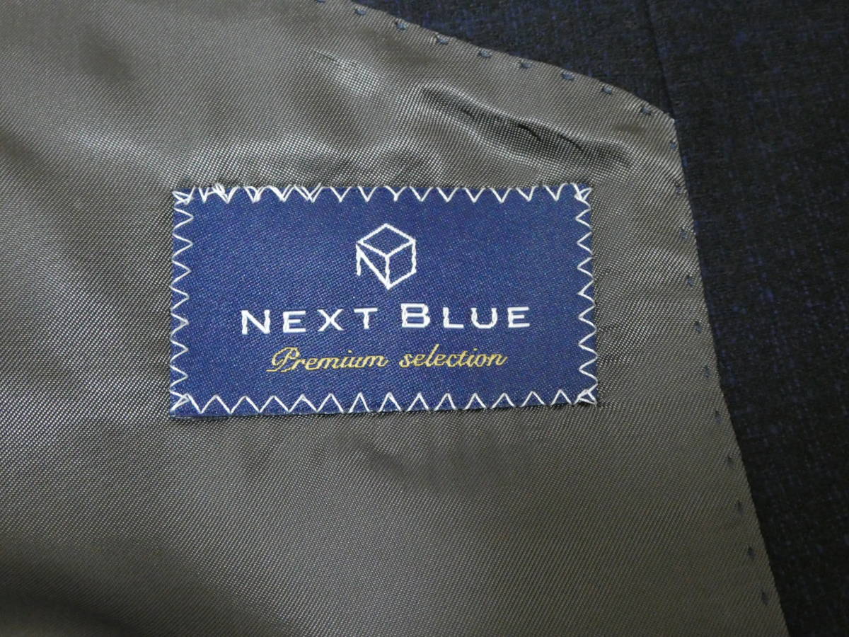 NEXT BLUE メンズ シングル 2つボタン スーツ ネイビー SUPER120'S 総裏 本切羽 毛100% ウール 数回着用の部品_画像5