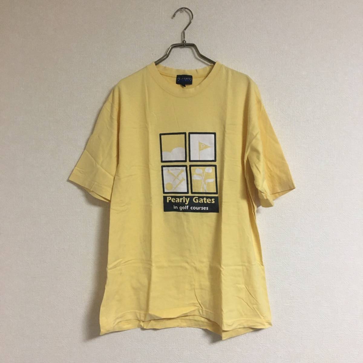 PEARLY GATES パーリーゲイツ 半袖Tシャツ クルーネック イエロー系 ゴルフウェア サイズ2_画像2