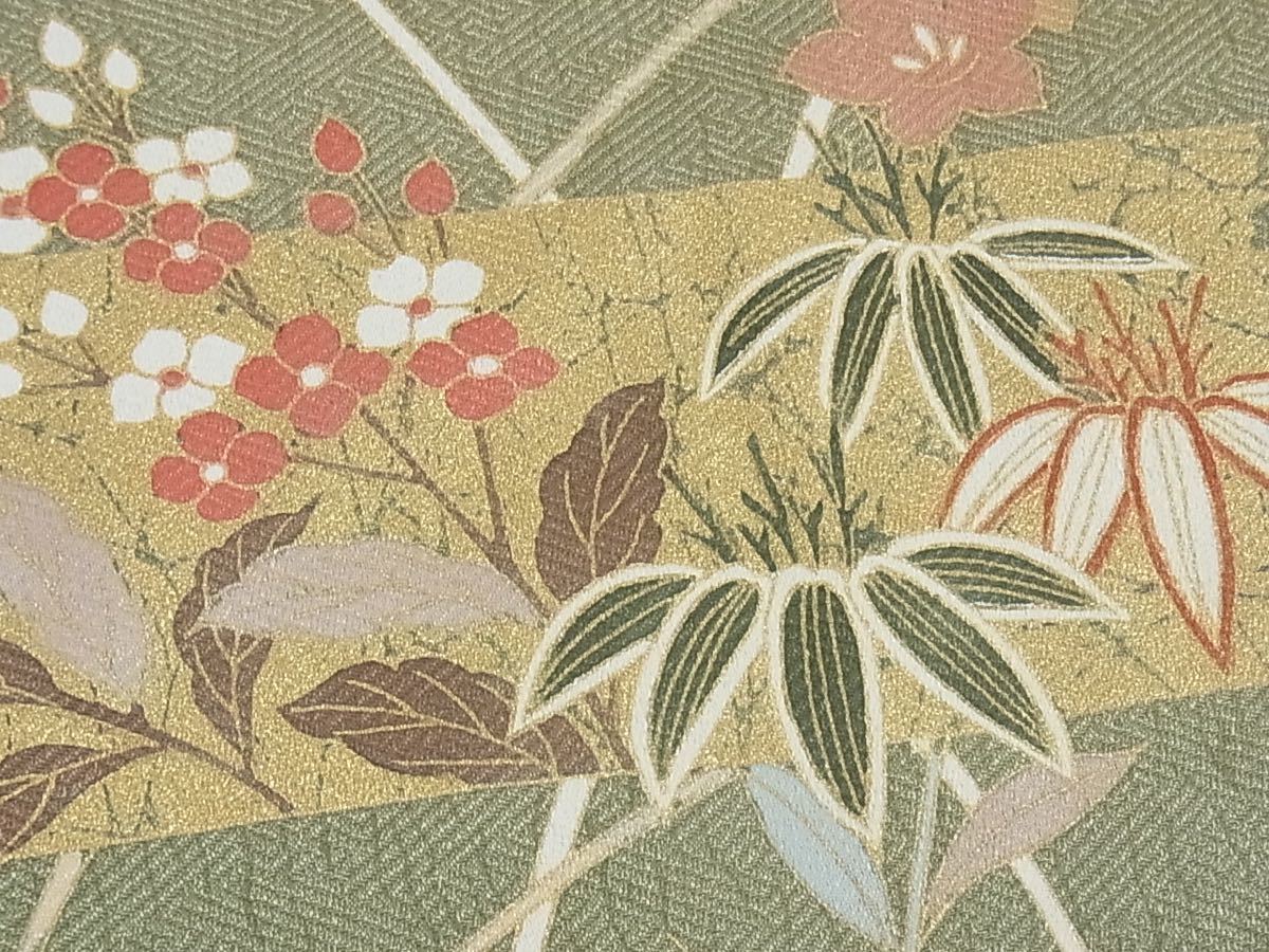 着物おきな★訪問着　駒刺繍　吉祥枝花文　金彩　暈し染め　正絹　美品★k390_画像7