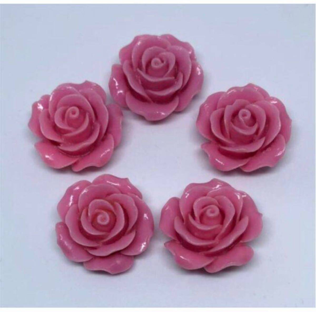 送料込 5粒組 美しい バラ 薔薇 ビーズ パーツ ハンドメイド 素材 ピンク 新品
