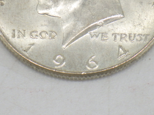 h4A063Z0.1 外国コイン アメリカ ケネディ1/2ドル銀貨 ハーフダラー 50セント 銀貨 1964年_画像5