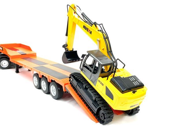  super BIG size! total length 715mm 2.4GHz 1/24 scale large heavy equipment forwarding trailer & power shovel radio-controller set * safety loader 