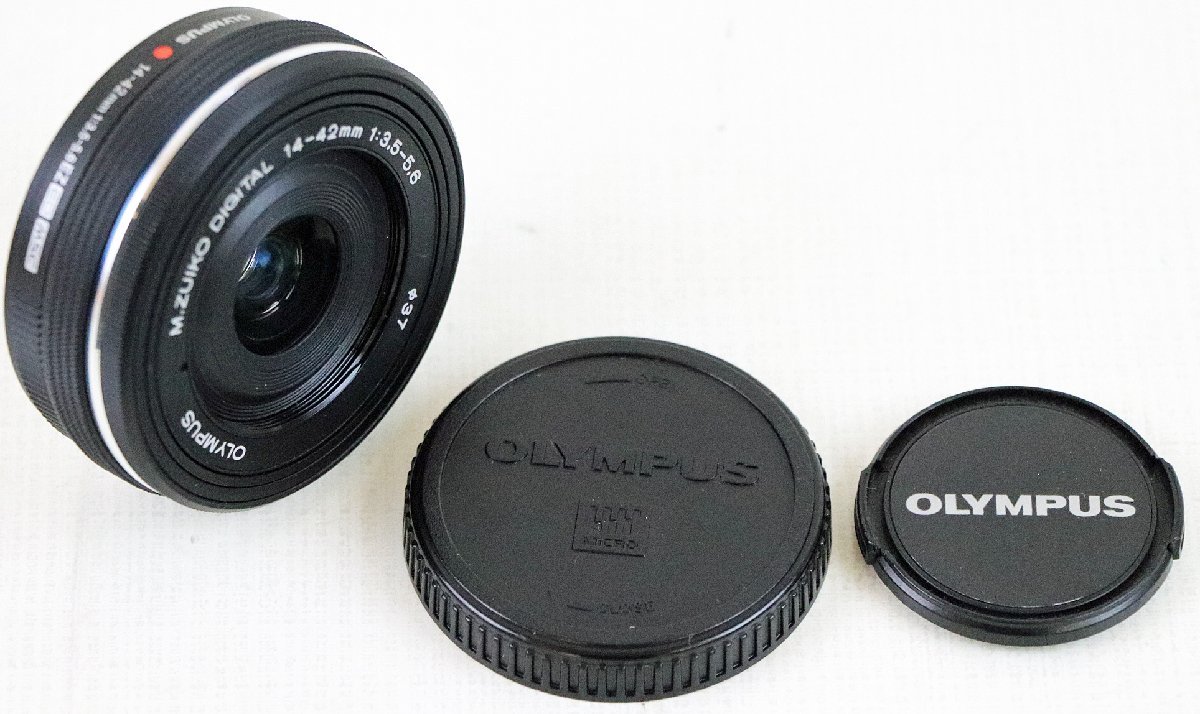 S◇中古品◇レンズ M.ZUIKO DIGITAL 14-42mm f/3.5-5.6 EZ ED MSC オリンパス/OLUMPUS レンズキャップ・マウントキャップつき_画像1