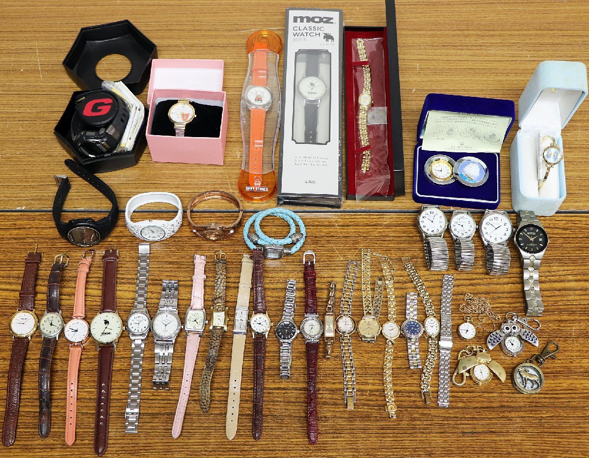 S◇ジャンク品◇腕時計等 37点 まとめて セット SEIKO/CITIZEN/G-SHOCK/SCRIPT/moz/mira schon/NINA RICCI 他 ※動作未確認_画像1