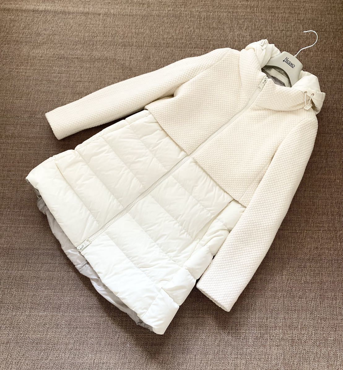 HERNO ヘルノ ダウンコート レディース ニット切替 フード付き HERNO ヘルノ ダウンコート レディース ニット切替 フード付き