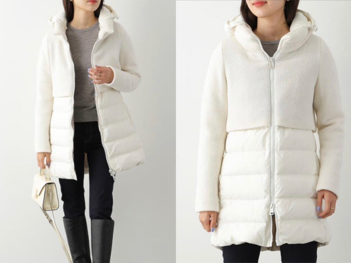 HERNO ヘルノ ダウンコート レディース ニット切替 フード付き HERNO ヘルノ ダウンコート レディース ニット切替 フード付き