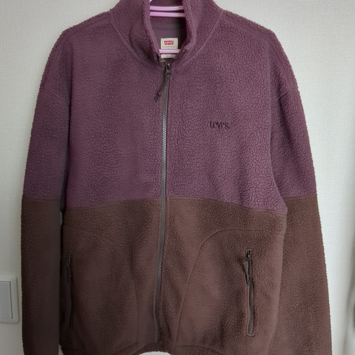 タグ付き商品 リーバイスA3318-0000 Mサイズ ボアフリースジャケット ボルドー/ブラウン FLEECE JACKET メンズ LEVI'S_画像1