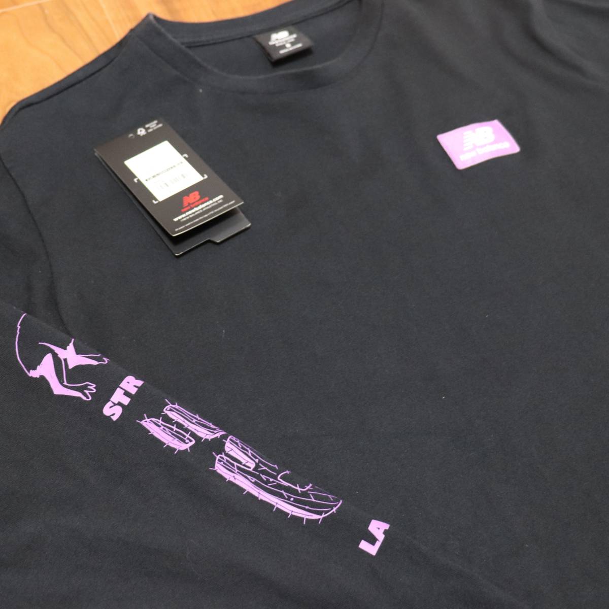 ★美品 6600円 M (USA S) new balance ニューバランス 長袖 ロング スリーブ Tシャツ 厚手 黒 タグ付き MT21511 BK☆_画像2