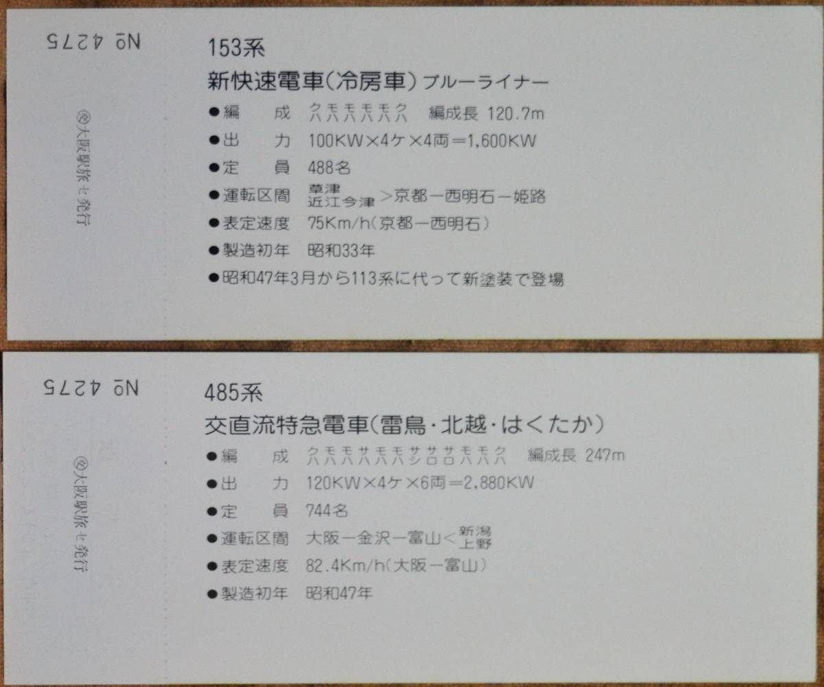 「大阪の電車・列車シリーズ ②」記念入場券 (大阪駅) 5枚組　1978,大阪鉄道管理局_画像8