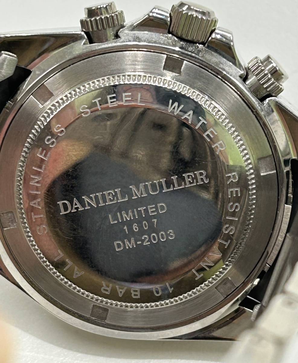 【D1831SS】DANIEL MULLER DM-2003 LIMITED ダニエルミューラー クロノグラフ 腕時計 白文字盤 不動 クォーツ ストップウォッチ ホワイト_画像3