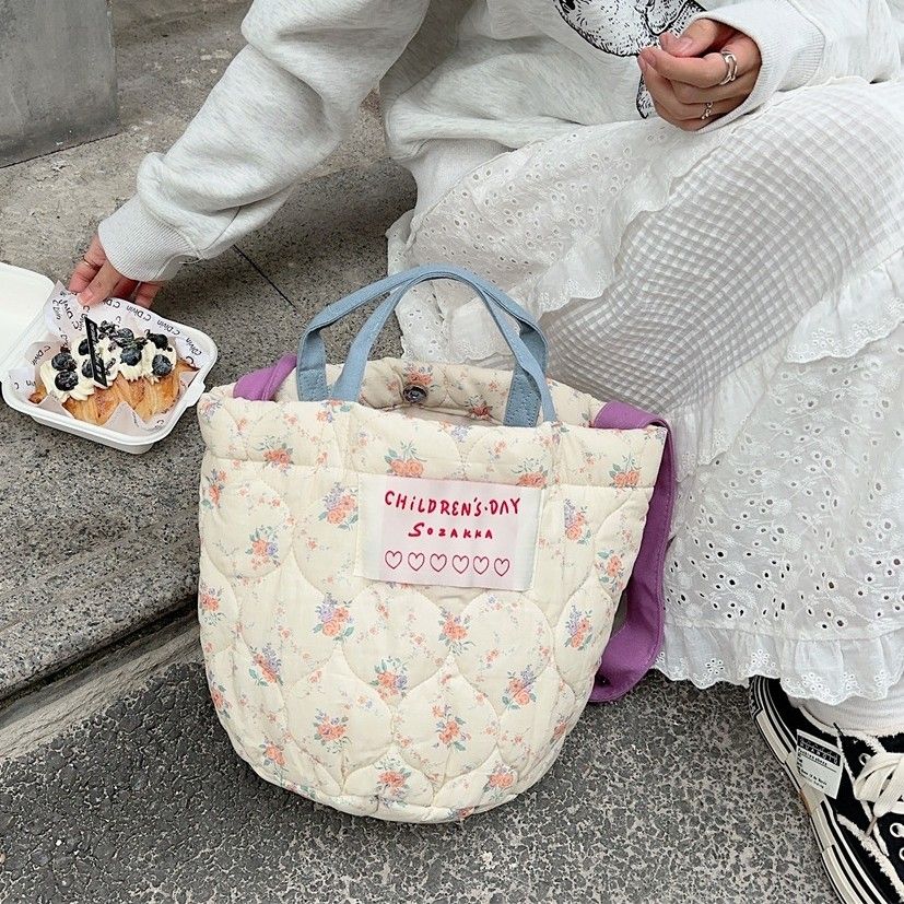 キルティング 花柄 ショルダーバッグ 韓国ファッション