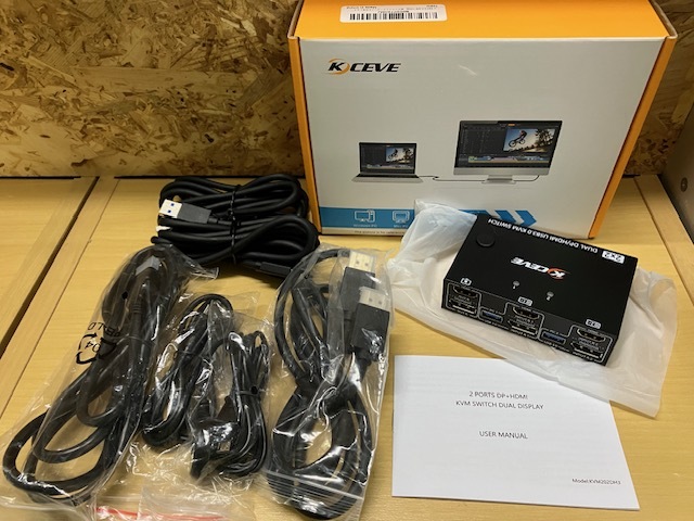 USB 3.0 デュアル モニター KVM スイッチ ディスプレイポート HDMI 2 ポート、KVM スイッチ 2 モニター 2 台のコンピューター 4K@60Hz