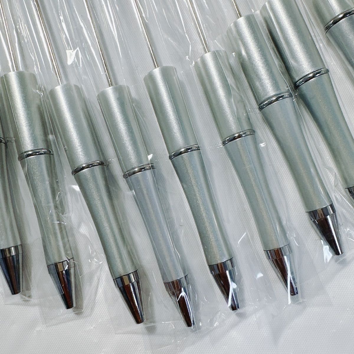 カスタムボールペン シルバー 10本 ビーズボールペン  文房具　安い　人気　DIY プレゼント　かわいい　最安　割引　限定　ペン