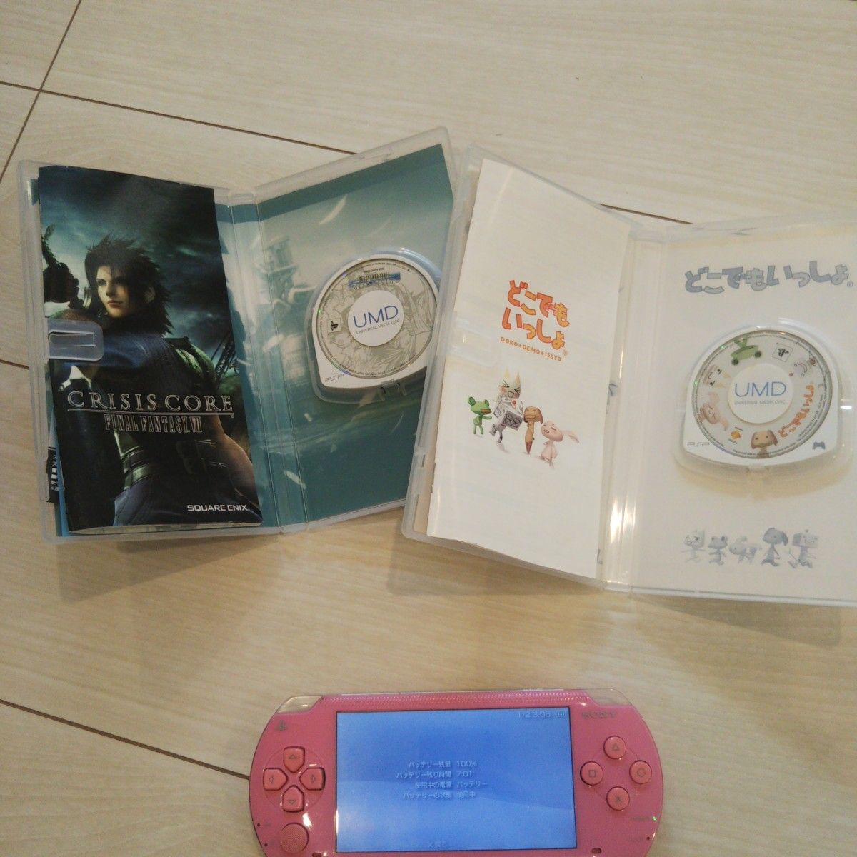 超美品 psp本体 ピンク 純正バッテリー ゲーム2つ付き 動作OK 超美品 psp本体 ピンク 純正バッテリー ゲーム2つ付き 動作OK