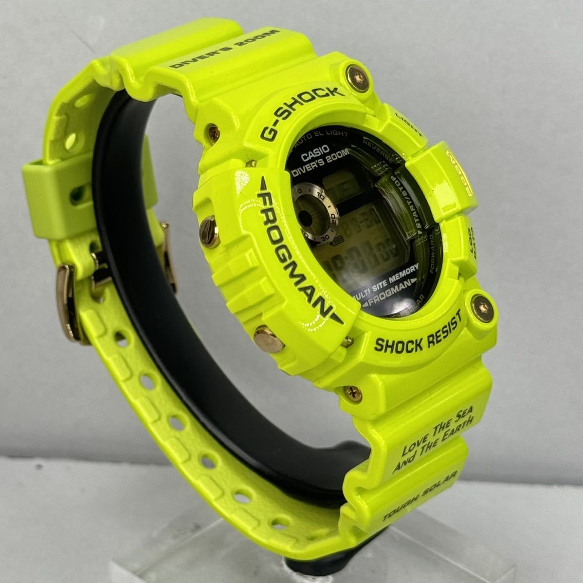 未使用極美品 箱説タグ付G-SHOCK GW-200F-3JR 2004年 アースウォッチ アマガエル 雨蛙 FROGMAN フロッグマン タフソーラー ライムグリーン_画像6