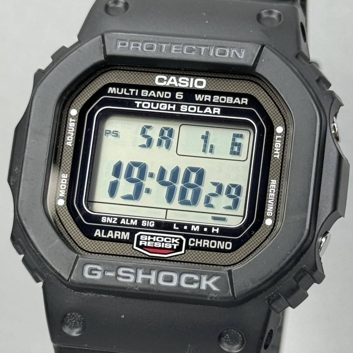 極美品 G-SHOCK GW-5000-1JF タフソーラー 電波受信 電波ソーラー マルチバンド6 ブラック スクウェア スクリューバック ソフトウレタン_画像1