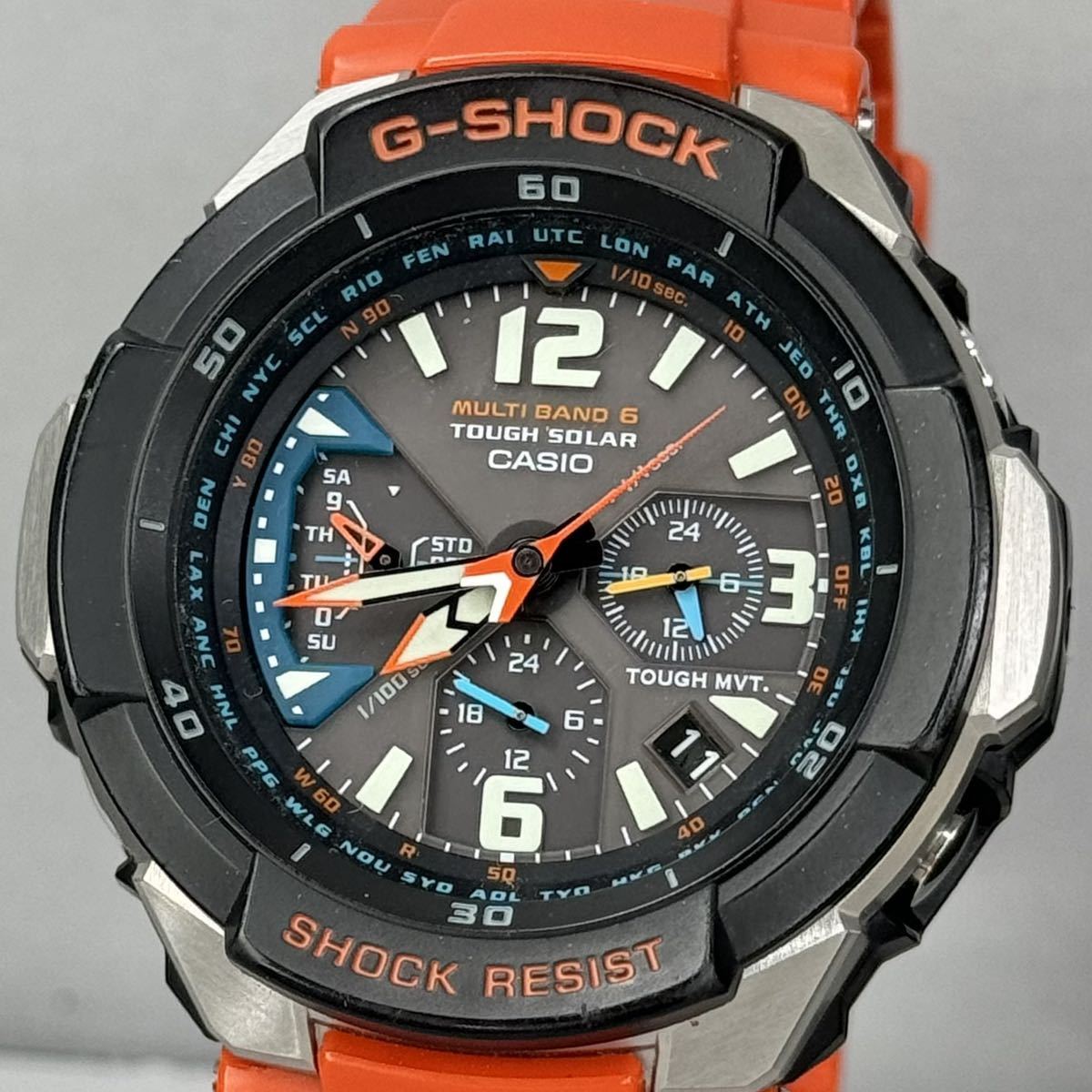 美品 G-SHOCK GW-3000M-4AJF グラビティマスター スカイコックピット タフソーラー 電波受信 電波ソーラー マルチバンド6 オレンジバンド_画像1