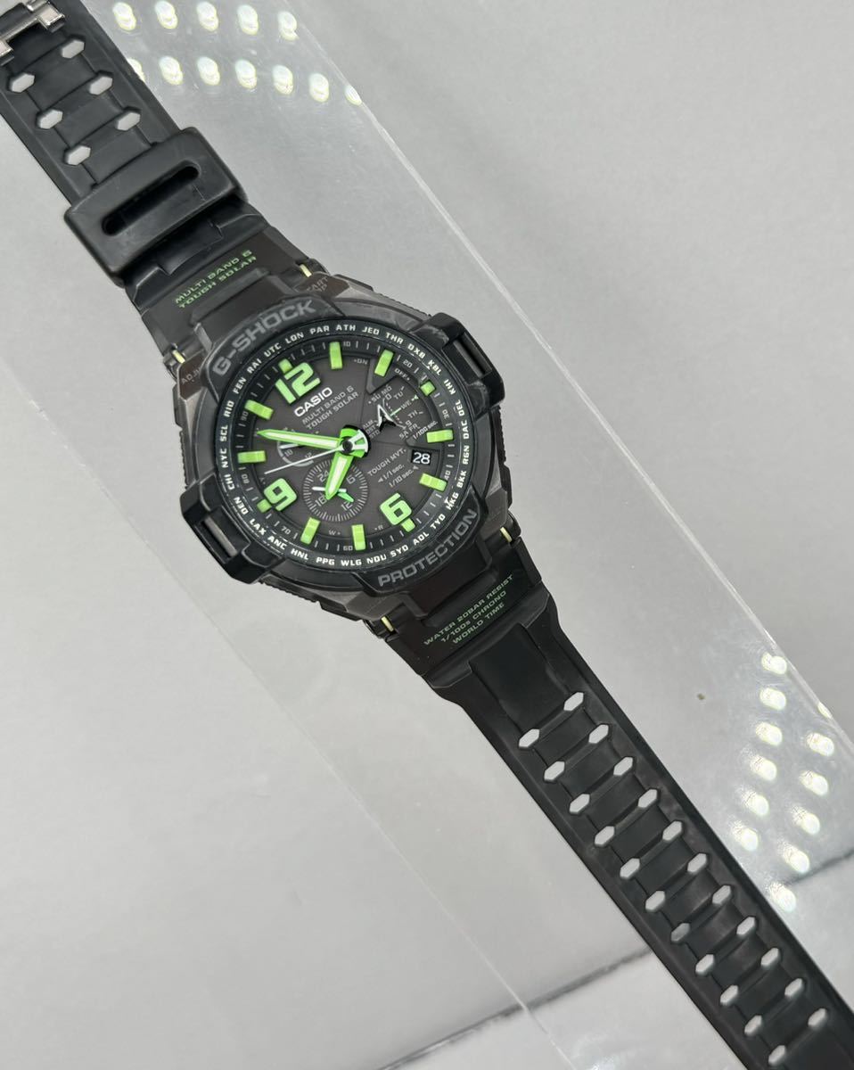 良品G-SHOCK GW-4000-1A3JF グラビティマスター スカイコックピット タフソーラー 電波受信 電波ソーラー マルチバンド6 ブラック グリーン_画像10