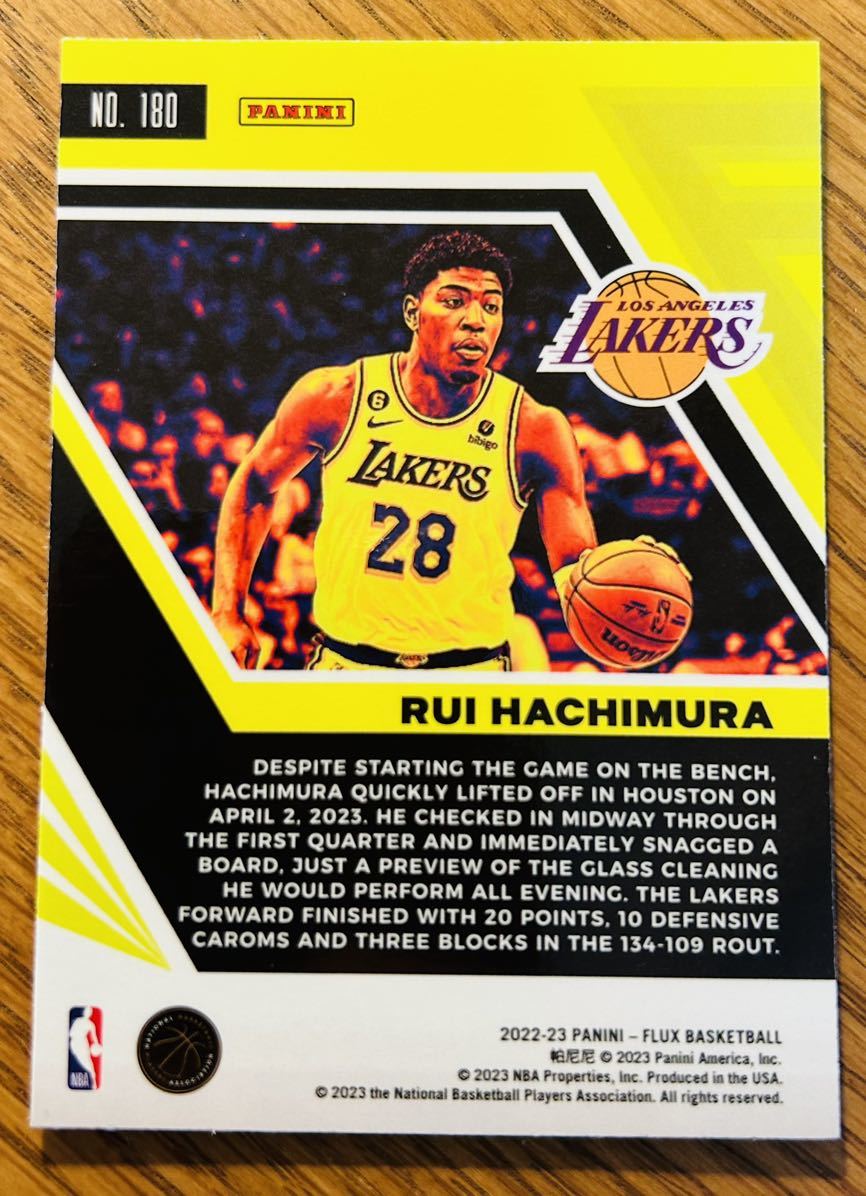 2022-23 Panini Flux Rui Hachimura #180 八村塁 Base_画像2