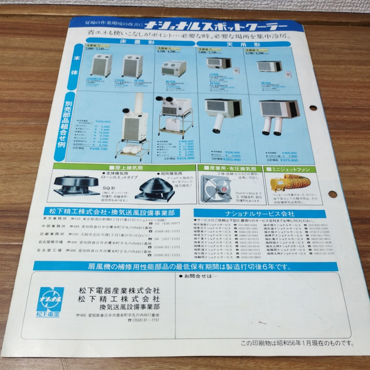 ナショナル　工場用扇風機　グラビア　CoolShower 　昭和56年　パンフレット_画像2