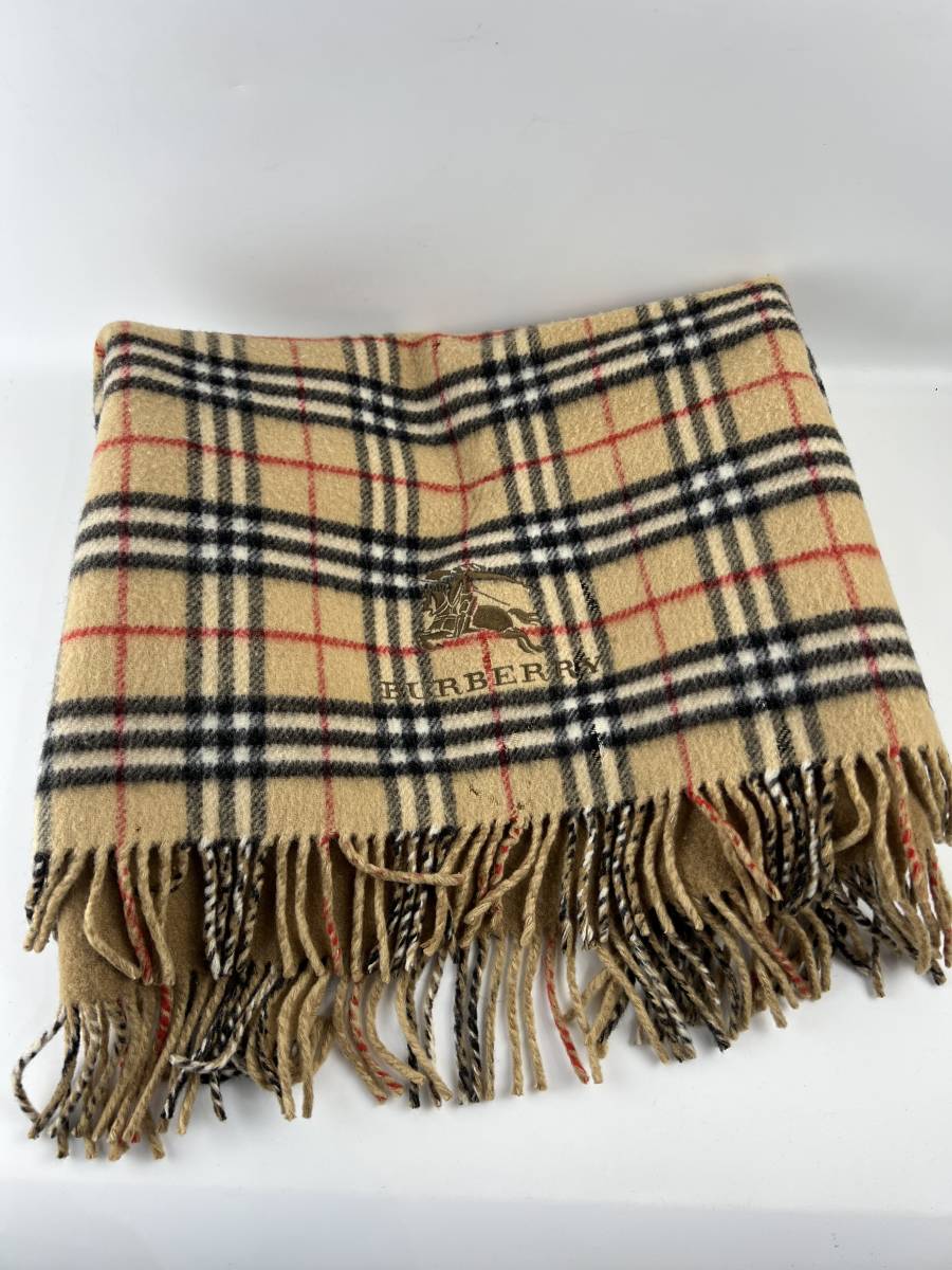 バーバリー ロンドン BURBERRY LONDON ブランケット 膝掛け ノバチェック ベージュ ウール100% 75×130cm　ロゴ_画像1