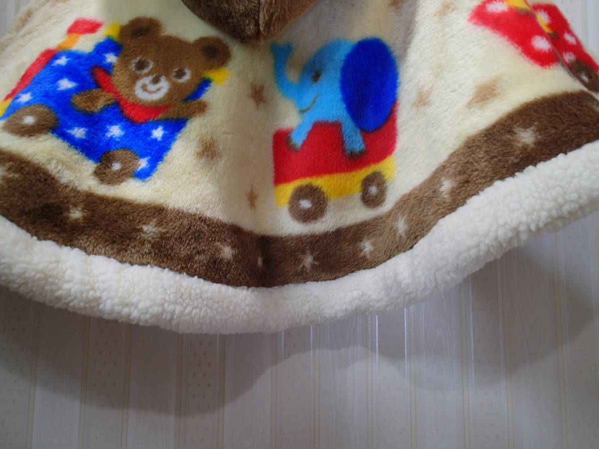 * Miki House /miki house 70-90cm length 30cm* for baby boa poncho / with a hood ./ animal pattern s870