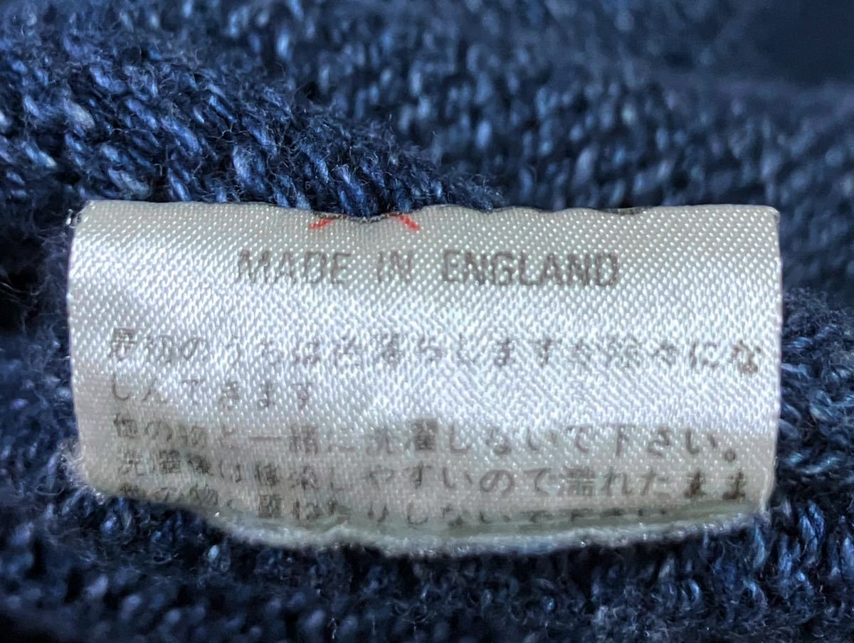 イングランド製 90’s michael ross Original Blue インディゴ染め ニット セーター サイズ M Made in England_画像7