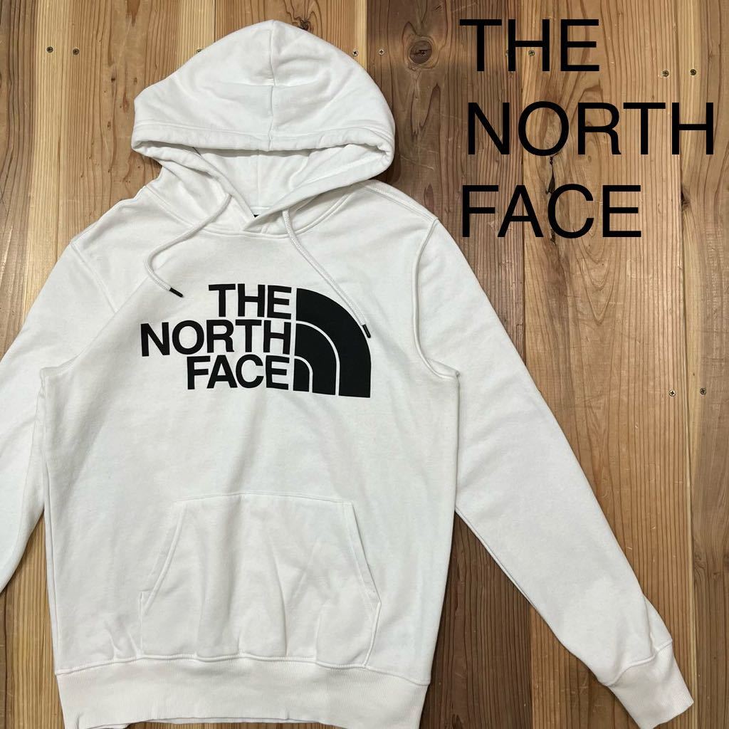 THE NORTH FACE ノースフェイス スウェットパーカー sweat hoodie プルオーバー ビッグプリントロゴ アウトドア ホワイト サイズS 玉mc2489