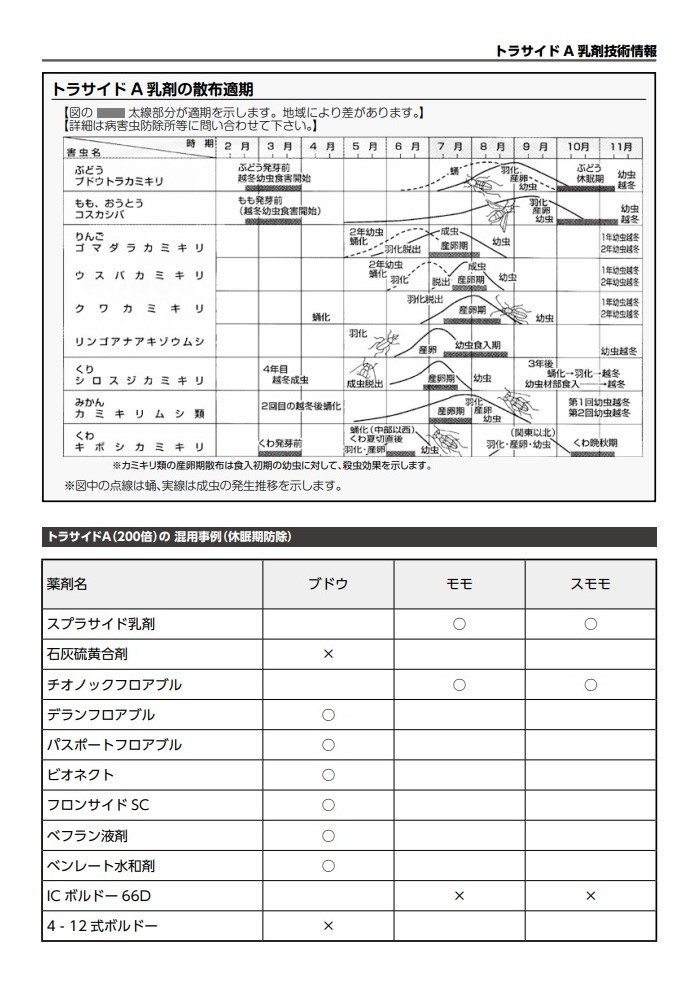 カミキリムシ 駆除剤 農薬 殺虫剤 トラエース サンケイ化学 トラサイドA乳剤 500ml_画像6