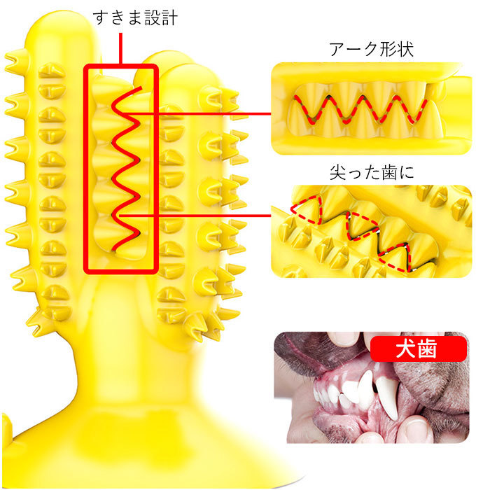 ☆ イエロー 犬 噛む おもちゃ 通販 ペット用品 玩具 オモチャ ストレス解消 歯ブラシ 歯茎マッサージ 小型犬 中型犬 クリーニング 長持ち_画像7